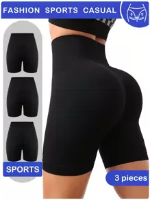 Velisys Velisys Pantalones Cortos Deportivos Suaves Sin Costuras Con Soporte Para El Abdomen Y Levantamiento De Glúteos, Shorts De Jersey - Negro - Ver 2