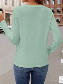 SHEIN LUNE 愛心圖案T恤 - 綠色 - 查看 2