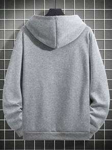 Simple Design Men Hooded Sweatshirt | Timeless Classic, For Fall - Grey - View 3