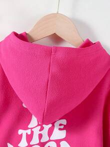 SHEIN Young Girl Slogan Graphic Sweatshirt - Hot Pink - View 6