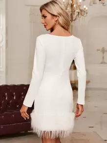 SHEIN Clasi Fuzzy Hem Bodycon Dress