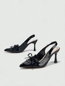 Women's Fashionable Loafers High Heels Shoes For Outdoor - Black - View 2