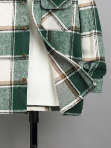 SHEIN 男大童格紋印花翻蓋口袋花呢外套不帶T恤 - 綠色 - 查看 4