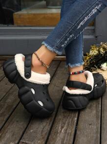 2023 Autumn New Style Women's Breathable Closed Toe Hollow Sandals With Thick Bottom, Slippers With Increased Wedge Heels, Non-Slip And Warm Slippers - Black - View 7