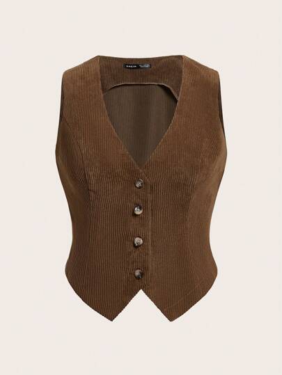 SHEIN EZwear Button Front Vest Blazer Without Tee In Fall/Winter