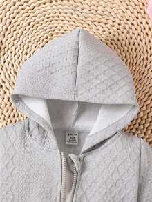 女嬰素色吊帶上衣和下擺開叉喇叭褲和連帽夾克 - 灰色 - 查看 5