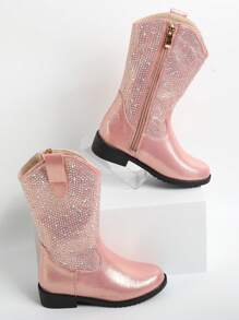 Trẻ em Giày ống Dành cho Cô gái , Đúng mốt Chóp giầy tròn Giữa bắp chân Giày ống Giày dép , Bằng phẳng Màu hồng Giày dép Đối với Nhỏ bé Cô gái - Hồng - Xem 1