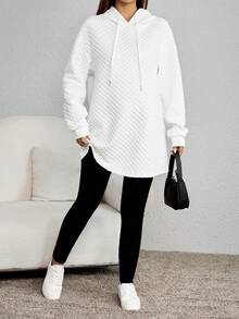 SHEIN 孕妇落肩抽绳卫衣 - 白色 - 查看 3