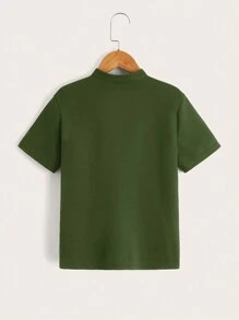 SHEIN Garoto pré-adolescente Galhadas Imprimir Gola Simulada Camiseta Polo