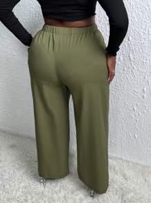 Slaydiva Quần ống rộng có túi Plus Patch - xanh quân đội - Xem 2