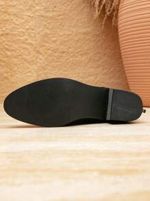 Styleloop Botas de moda de tacón alto hasta la rodilla para mujer con punta y detalles de bordado, botas de vaquero para mujeres