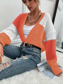 Chiquease Áo khoác len bụi vai thả khối màu - Nhiều màu - Xem 6