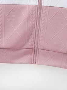 Teen Girl Colorblock Zip Up Hooded Jacket Without Tee - Multicolor - View 3