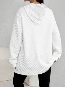 SHEIN 孕妇落肩抽绳卫衣 - 白色 - 查看 2