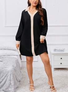 SHEIN Clasi Plus Contrast Trim Tunic Dress