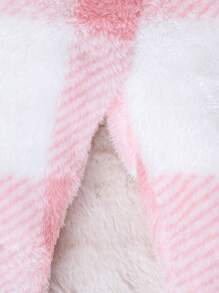 SHEIN Playful Pals 女婴水牛格子印花腰带泰迪熊背心外套和裤子不含 T 恤，适合圣诞节 - 粉色 - 查看 7