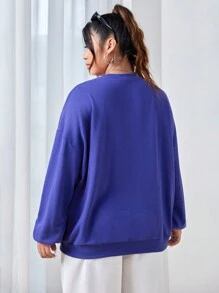 SHEIN EZwear Plus Slogan Graphic Drop Shoulder Sweatshirt