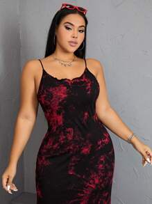 SHEIN EZwear Plus Tie Dye Split Thigh Cami Dress For Summer