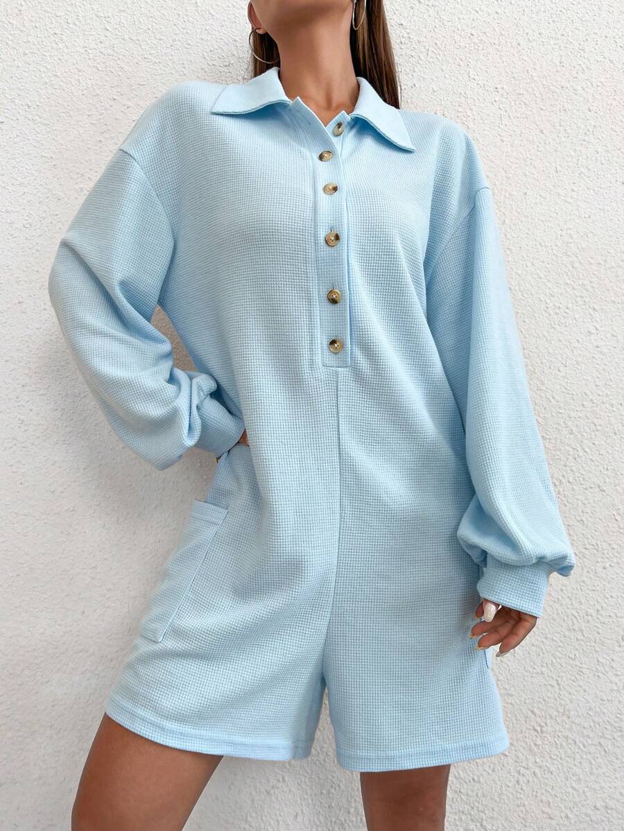 Lunelith SHEIN Lunessa Tutina con mezzo bottone spalle cadenti