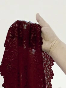 Mono de dormir con encaje floral con diseño de cadena con cinturón - Burdeos - Ver 5