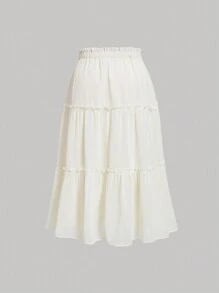 SHEIN MOD Plus Frill Trim Ruffle Hem Skirt