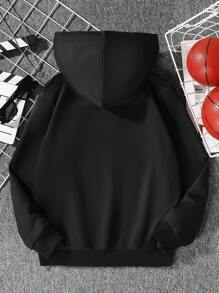Tween Boy Figure Graphic Hooded Sweatshirt - Black - View 2