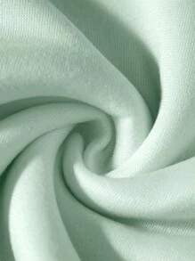 SHEIN EZwear 大碼字母圖案加絨內裏運動衫 - 綠色 - 查看 3