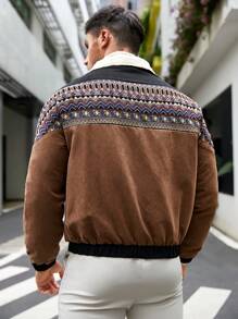 GENTILAND 超大款男士几何印花泰迪熊内衬夹克 - 彩色 - 查看 3