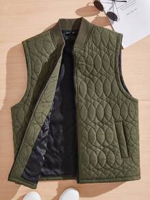 Manfinity VCAY Loose Men Zip-Up Long Sleeve Casual Quilted Jacket - Green - View 2