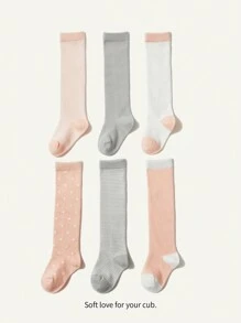 SHEIN Calcetines de tubo 6 hasta media pantorrilla en rosado gris - Multicolor - Ver 1