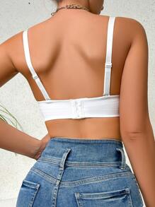Women Casual White Plain Backless Fabric Strapless Bra With Slight Stretch - White - View 2