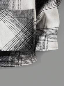 RueChic Tween Boy Plaid Print Pocket Patched Shirt Without Tee - Black - View 5