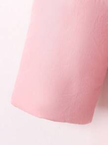 SHEIN Tween Girl 毛绒装饰连帽系带夹棉大衣 - 粉色 - 查看 5