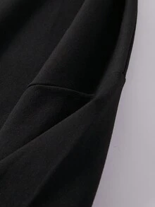 男士標語圖案抽繩連帽衫 - 黑色 - 查看 7