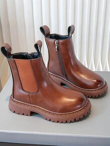 Comfortable Princess Style Children's Boots - Brown - View 2