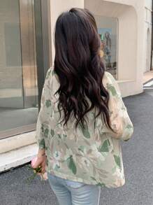 DAZY 印花開門襟襯衫 - 綠色 - 查看 2