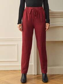 SHEIN Tall 素色腰上打結長褲