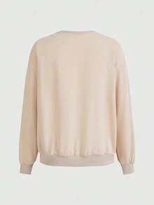 Atosha Heart & Floral Print Drop Shoulder Sweatshirt - Apricot - View 2
