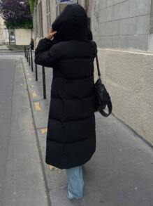 DAZY Áo khoác phao trùm đầu có khóa kéo túi dày, quần áo mùa đông cho nữ, áo khoác mùa đông cho nữ - màu đen - Xem 8