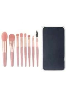 8pcs Portable Soft Makeup Brush Set For Eyeshadow, Foundation, Powder, Concealer, Lip & Blush Makeup - Pink - View 5