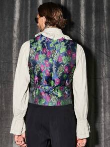 Manfinity VCAY Men Floral Jacquard Vest Jacket Without Shirt - Multicolor - View 2