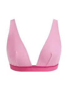 Ocili Leisure Lightweight & Comfy Rib Long Triangle Cup Bralette - Pink - Baby Pink - View 4