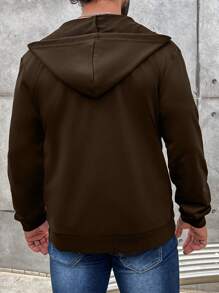 Manfinity Homme Men's Cross Print Zip-up Hoodie - Brown - View 2