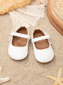 1 双新生儿鞋白色经典 PU 时尚公主鞋适合 0-1 岁女孩
