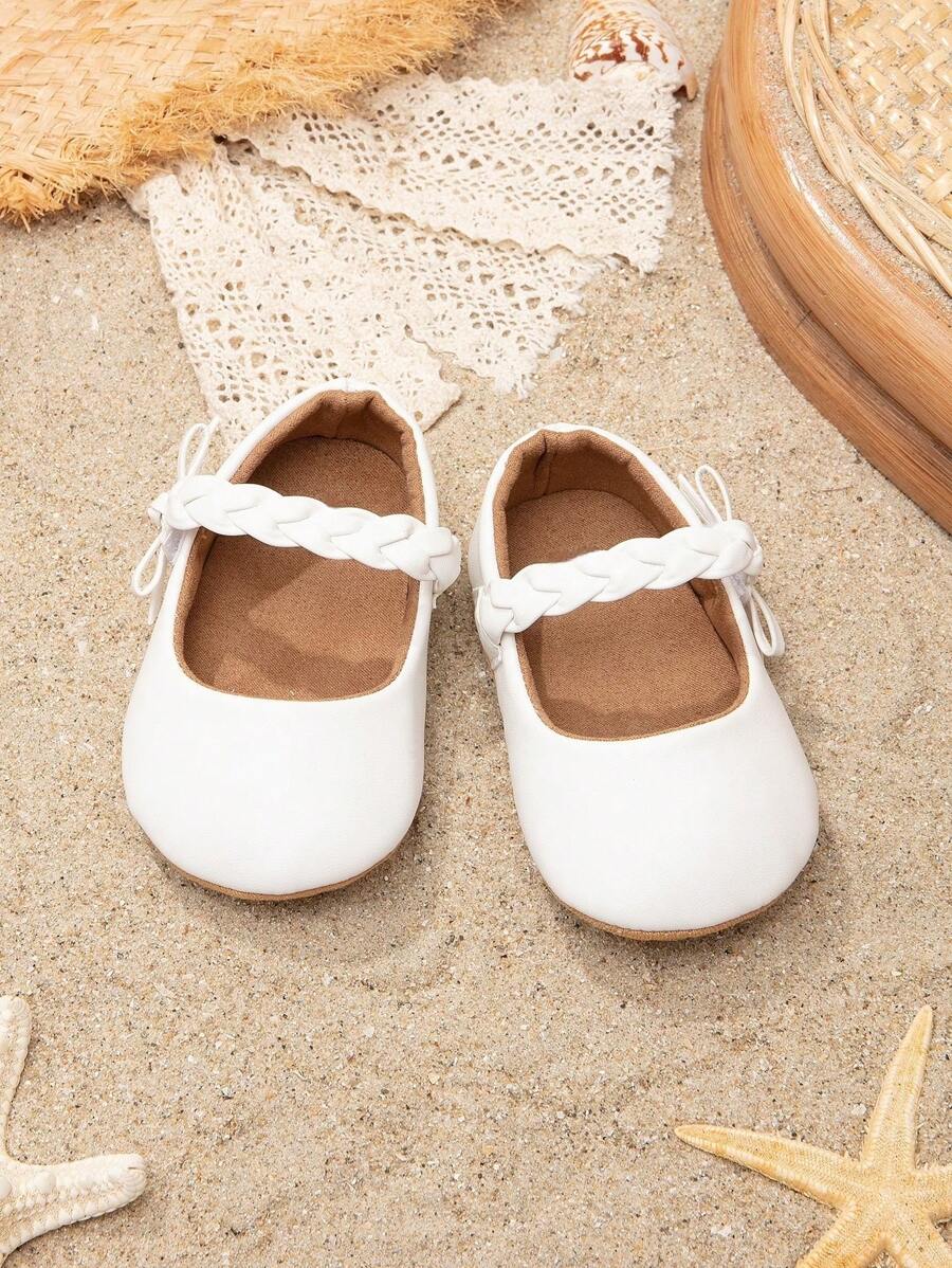 1 双新生儿鞋白色经典 PU 时尚公主鞋适合 0-1 岁女孩