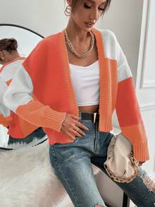 Chiquease Áo khoác len bụi vai thả khối màu - Nhiều màu - Xem 3