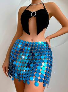 Allurite Falda con lentejuelas - Celeste - Ver 4