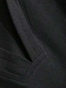 DAZY Solid V Neck Dress - Black - View 3