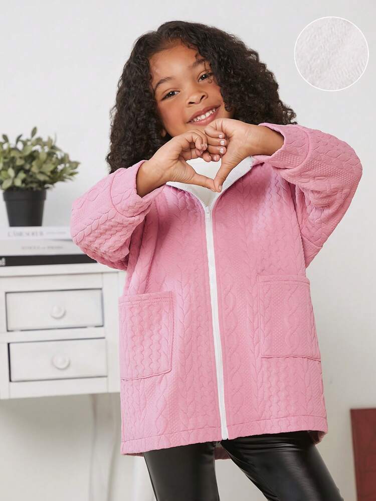 Young Girl Dual Pocket Drop Shoulder Teddy Lined Coat