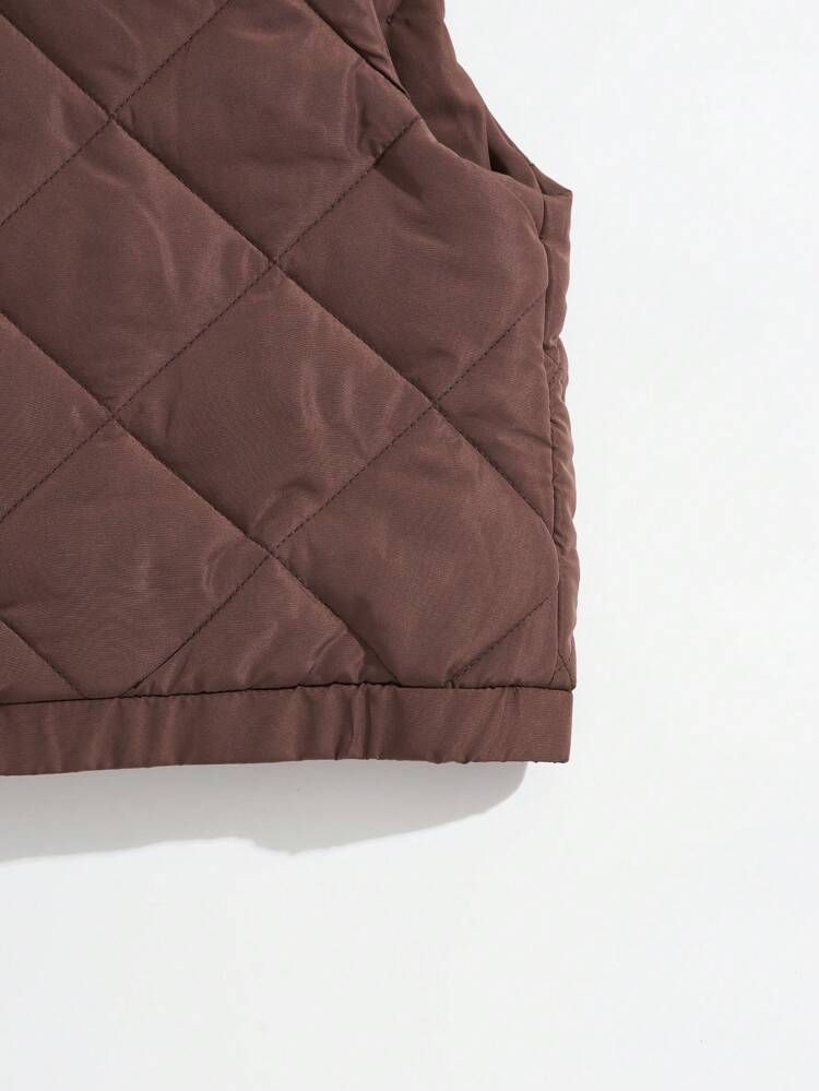 1pc Zip Up Quilted Vest Padded Coat Clothes Winter